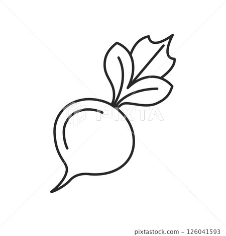 Beetroot vegetable with leaves icon in flat style. Beet plant vector illustration on isolated background. Healthy food sign business concept. 126041593