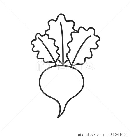 Beetroot vegetable with leaves icon in flat style. Beet plant vector illustration on isolated background. Healthy food sign business concept. 126041601