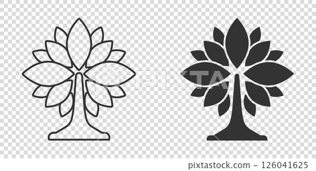 Leaf icon in flat style. Plant vector illustration on white isolated background. Flower sign business concept. Leaf icon in flat style. Plant vector illustration on white isolated background. Flower sign business concept. 126041625