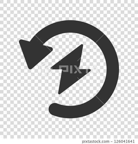 Energy recharge icon in flat style. Voltage and arrow vector illustration on white isolated background. Electric sign business concept. Energy recharge icon in flat style. Voltage and arrow vector illustration on white isolated background. Electric sign business concept. 126041641