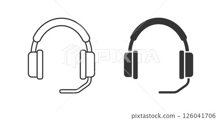 Headset icon in flat style. Earphone vector illustration on isolated background. Headphone sign business concept. Headset icon in flat style. Earphone vector illustration on isolated background. Headphone sign business concept. 126041706