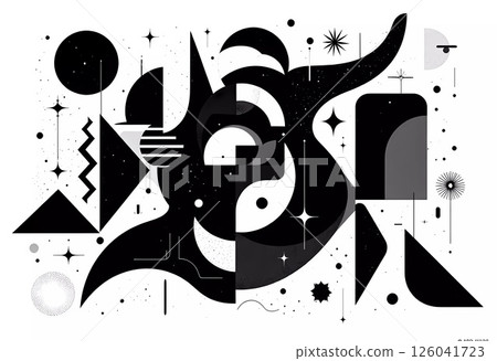 Dynamic Black and White Abstract Art Invoking Creativity and Imagination. Generative AI 126041723