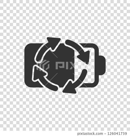 Battery icon in flat style. Accumulator vector illustration on white isolated background. Energy charger business concept. 126041739
