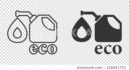 Gasoline canister icon in flat style. Petrol can vector illustration on white isolated background. Fuel container sign business concept. Gasoline canister icon in flat style. Petrol can vector illustration on white isolated background. Fuel container sign business concept. 126041752
