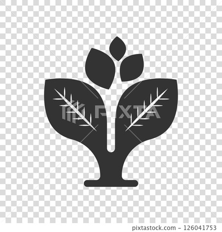 Leaf icon in flat style. Plant vector illustration on white isolated background. Flower sign business concept. Leaf icon in flat style. Plant vector illustration on white isolated background. Flower sign business concept. 126041753