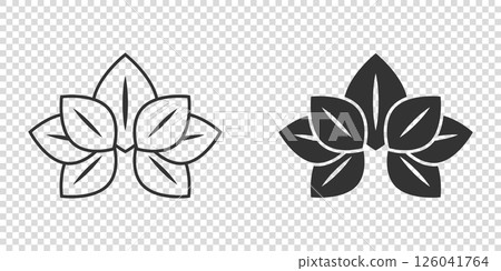 Leaf icon in flat style. Plant vector illustration on white isolated background. Flower sign business concept. 126041764
