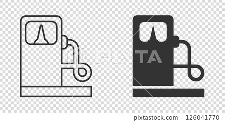 Fuel pump icon in flat style. Gas station sign vector illustration on white isolated background. Petrol business concept. 126041770
