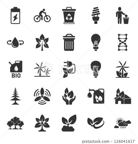 Eco environment icons set in flat style. Ecology vector illustration on white isolated background. Bio emblem sign business concept. 126041817
