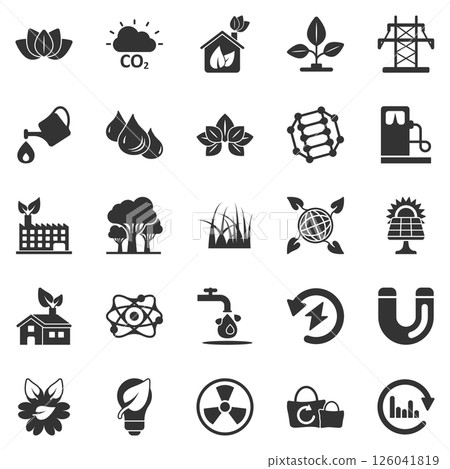 Eco environment icons set in flat style. Ecology vector illustration on white isolated background. Bio emblem sign business concept. 126041819