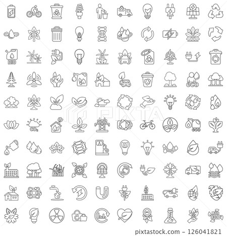 Eco environment icons set in flat style. Ecology vector illustration on white isolated background. Bio emblem sign business concept. Eco environment icons set in flat style. Ecology vector illustration on white isolated background. Bio emblem sign business concept. 126041821