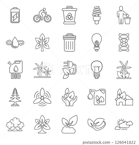 Eco environment icons set in flat style. Ecology vector illustration on white isolated background. Bio emblem sign business concept. 126041822