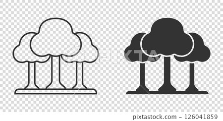 Tree icon in flat style. Forest vector illustration on white isolated background. Plant sign business concept. 126041859