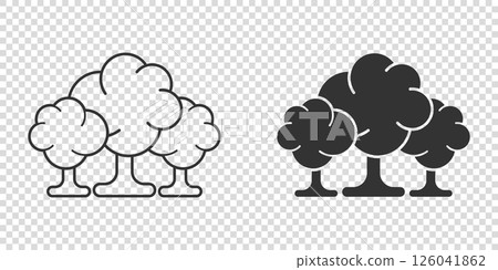 Tree icon in flat style. Forest vector illustration on white isolated background. Plant sign business concept. 126041862