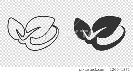 Leaf icon in flat style. Plant vector illustration on white isolated background. Flower sign business concept. Leaf icon in flat style. Plant vector illustration on white isolated background. Flower sign business concept. 126041871