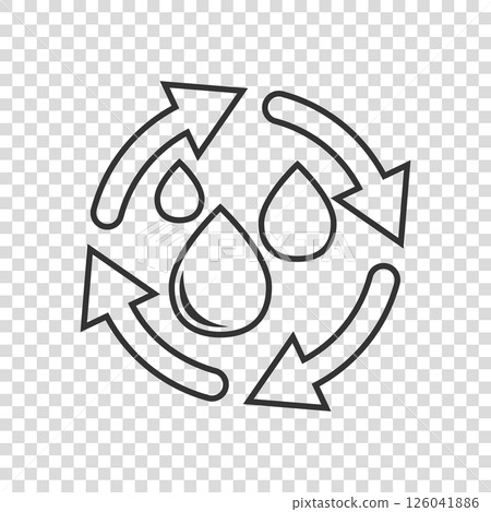 Water drop icon in flat style. Blob recycle vector illustration on white isolated background. Ecology sign business concept. 126041886
