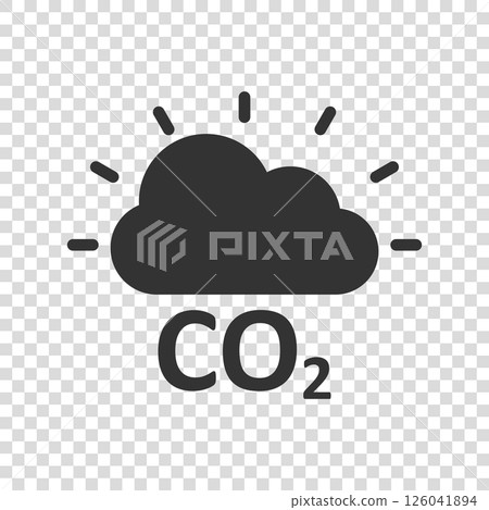 Co2 emission icon in flat style. Cloud disaster vector illustration on white isolated background. Environment sign business concept. Co2 emission icon in flat style. Cloud disaster vector illustration on white isolated background. Environment sign business concept. 126041894
