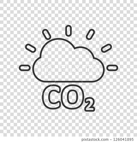 Co2 emission icon in flat style. Cloud disaster vector illustration on white isolated background. Environment sign business concept. Co2 emission icon in flat style. Cloud disaster vector illustration on white isolated background. Environment sign business concept. 126041895