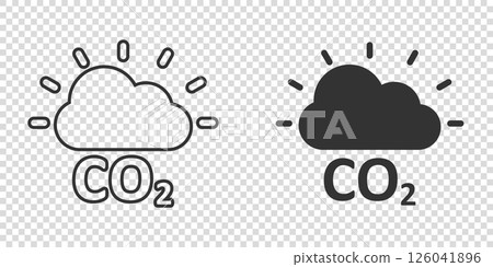 Co2 emission icon in flat style. Cloud disaster vector illustration on white isolated background. Environment sign business concept. 126041896