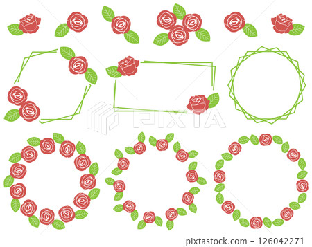 Rose frames and decorations set 126042271