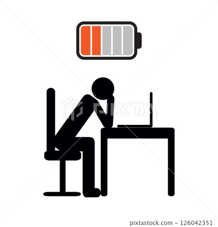 working person with empty battery pictogram isolated vector illustration working person with empty battery pictogram isolated vector illustration 126042351