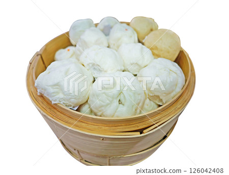 Top view of stuffed steamed bun, focus selective 126042408