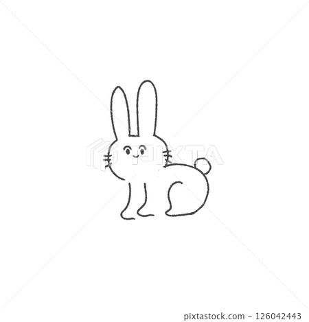 兔子麵向前方坐著的簡單插圖 126042443