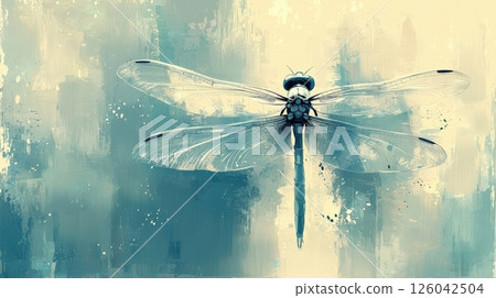 Ethereal Dragonfly in Soft Blue Tones with Abstract Background and Detailed Wing Structure Ethereal Dragonfly in Soft Blue Tones with Abstract Background and Detailed Wing Structure 126042504
