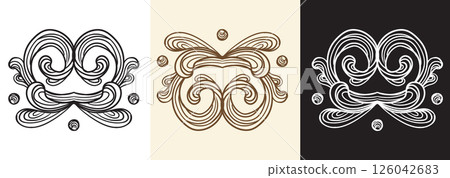 Black, brown, white vintage engraving design elements illustration 126042683