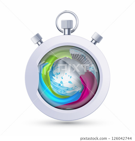 Washing machine drum with clothes Washing machine drum with clothes 126042744
