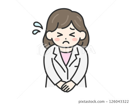 女醫生（線條彩繪）低頭道歉的插圖 126043322