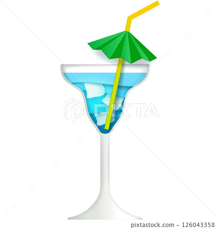 Blue curacao cocktail vector lagoon soda ice drink Blue curacao cocktail vector lagoon soda ice drink 126043358