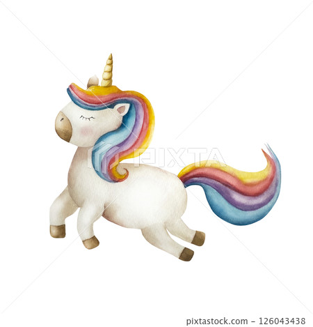watercolor, unicorn, character 126043438