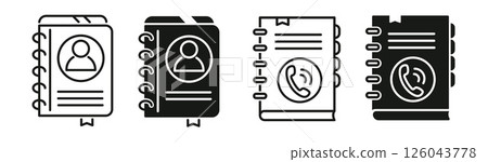 Set of Address Book and Contact Information Icons. Phone Directory, User Profile, Contact Symbols Set of Address Book and Contact Information Icons. Phone Directory, User Profile, Contact Symbols 126043778