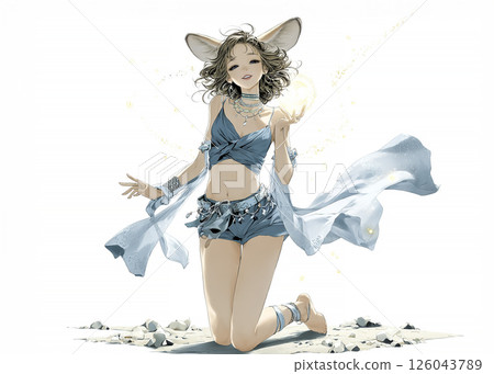 微笑的耳廓狐仙子插圖素材 126043789
