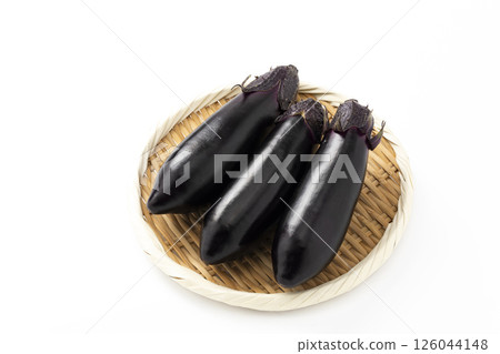 Eggplant served on a tray with a white background 126044148