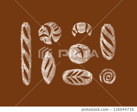 Bread fingerprint collection terracotta Bread fingerprint collection terracotta 126044716