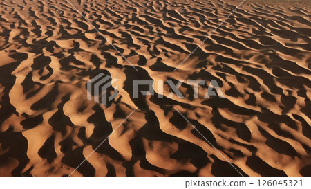 Aerial top view on sand dunes in desert 126045321