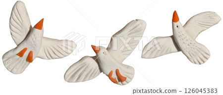 set of white cute seagull birds in flight made of plasticine set of white cute seagull birds in flight made of plasticine 126045383