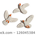 set of white cute seagull birds in flight made of plasticine 126045384
