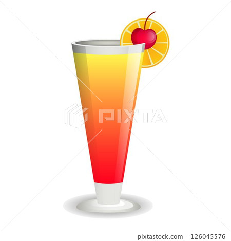 Tequila sunrise cocktail. Isolated vector illustration. 126045576