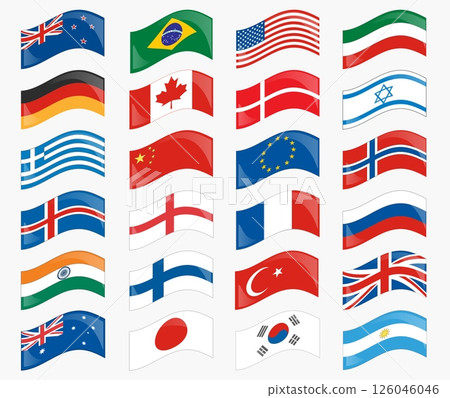 Wavy flags set Wavy flags set 126046046