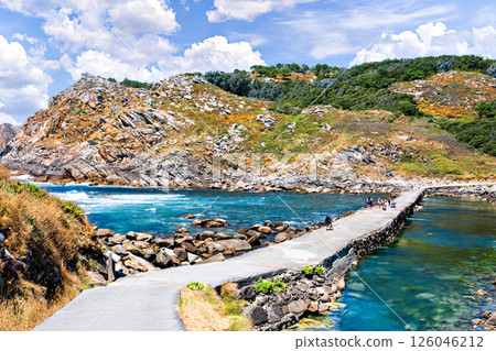 Panoramic view of the Illas Cies beach in Vigo, Pontevedra, Rias Baixas Gallegas Panoramic view of the Illas Cies beach in Vigo, Pontevedra, Rias Baixas Gallegas 126046212