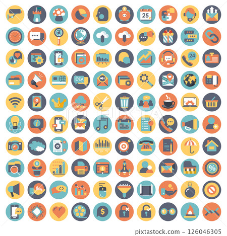 Business and technology icon set for websites and mobile applications. Flat vector illustration	 126046305