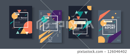 Set of brochure, annual report, flyer design templates. Vector illustrations for business presentation, business paper, corporate document cover and layout template designs	 Set of brochure, annual report, flyer design templates. Vector illustrations for business presentation, business paper, corporate document cover and layout template designs	 126046402