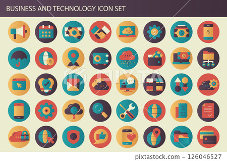 Business, management and technology modern and colorful icon set for websites and mobile applications. Flat vector illustration	 126046527