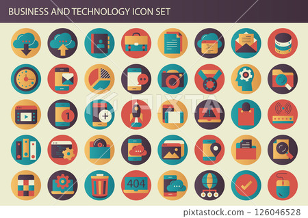 Business, management and technology modern and colorful icon set for websites and mobile applications. Flat vector illustration	 126046528