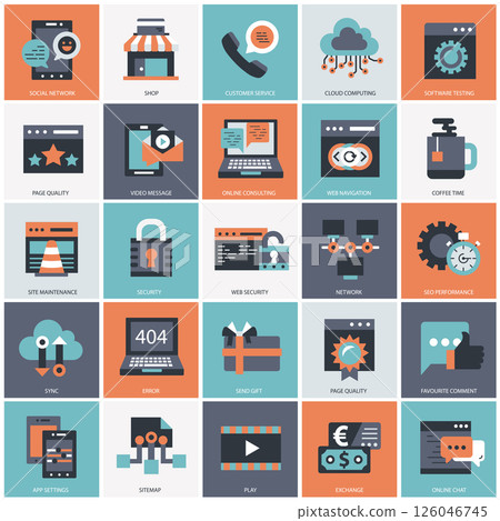 Business, technology and management icon set for websites and mobile applications. Flat vector illustration	 126046745