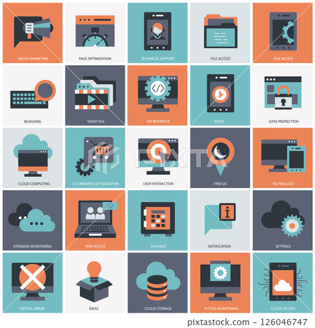 Business, technology and management icon set for websites and mobile applications. Flat vector illustration	 126046747