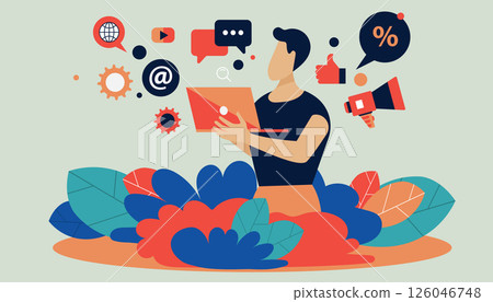 man, online, vector 126046748