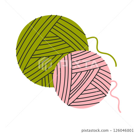 Green pink yarn hand drawn Green pink yarn hand drawn 126046801